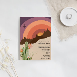 Monogram för desert Sunset Destinations-bröllop Inbjudningar