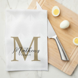 Monogram för det minimalistiska Guld Anahaw Löv Kökshandduk