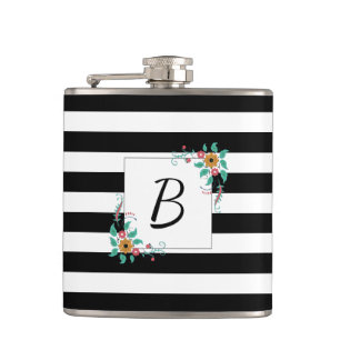 Monogram för det moderna svarta Rand och Blommigt Fickplunta