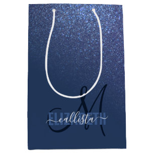 Monogram för diagonalt över blå Glitter-övertoning
