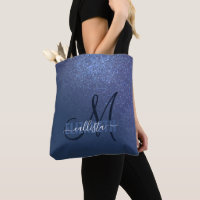 Monogram för diagonalt över blå Glitter-övertoning