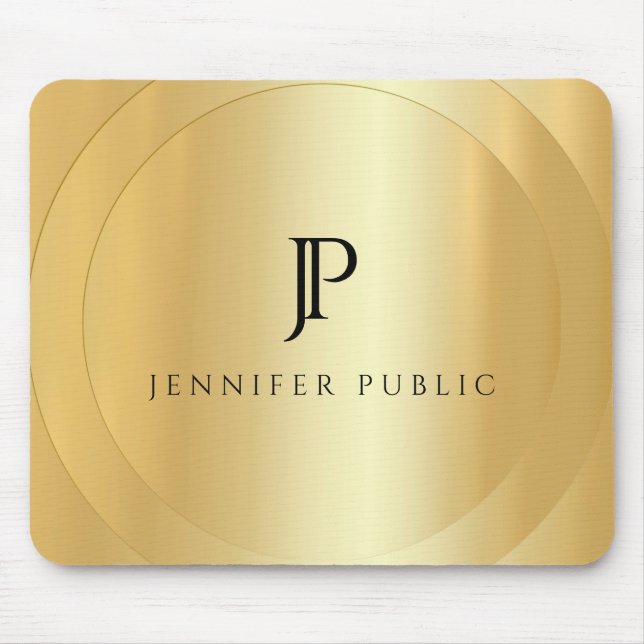 Monogram för ditt namn på anpassningsbar Faux Guld Musmatta (Framsidan)