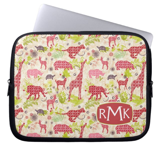 Monogram för djungelparadis | laptop sleeve (Framsidan)