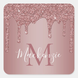 Monogram för drivrutiner i Luxury Ro Guld Gnistra Fyrkantigt Klistermärke