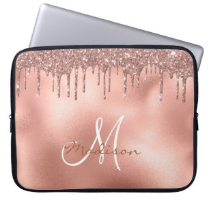 Monogram för drivrutiner i Ro Guld Glitter Laptop Fodral