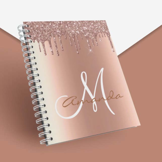 Monogram för drivrutiner i Ro Guld Metall Glitter Anteckningsbok (Skapare uppladdad)