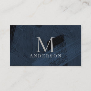 Monogram för Dubblan Penseldrag Blue Masculine Visitkort