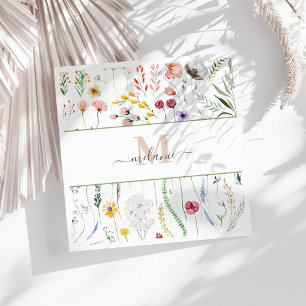Monogram för eget namn för Boho Wildblommor Pappersservett