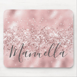 Monogram för eget namn för Girly Ro Glitter Guld Musmatta