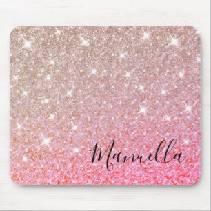Monogram för eget namn för Girly Ro Glitter Guld Musmatta