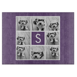 Monogram för Eggplant och White Photo Collage Anp