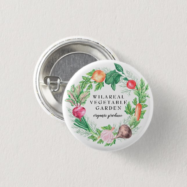 monogram för ekologisk trädgårdsodling knapp (Framsida & baksida)