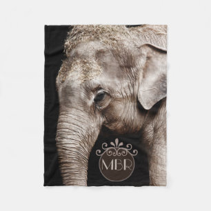Monogram för Elefantfoto Fleecefilt