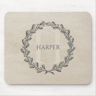 Monogram för elegant | Beige Mouse Pad Musmatta