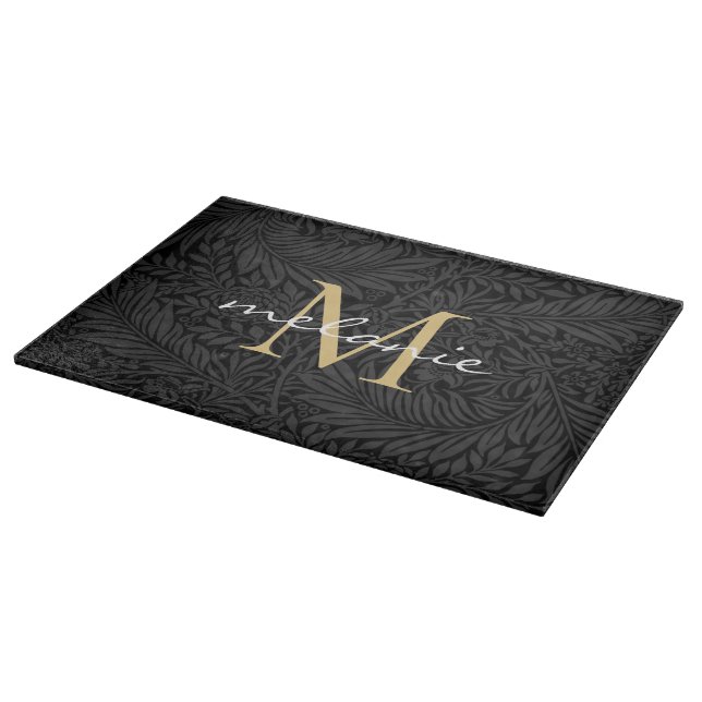 Monogram för elegant Black Guld Blommigt (Hörn)