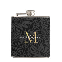 Monogram för elegant Black Guld Blommigt