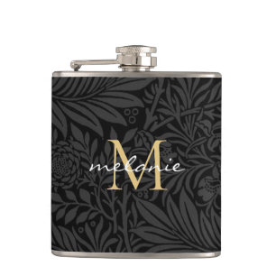Monogram för elegant Black Guld Blommigt Fickplunta