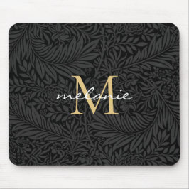 Monogram för elegant Black Guld Blommigt Musmatta