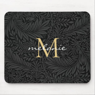 Monogram för elegant Black Guld Blommigt Musmatta