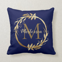 Monogram för elegant Blue Foliage WAN QAN (blott b Kudde