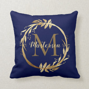 Monogram för elegant Blue Foliage WAN QAN (blott Kudde