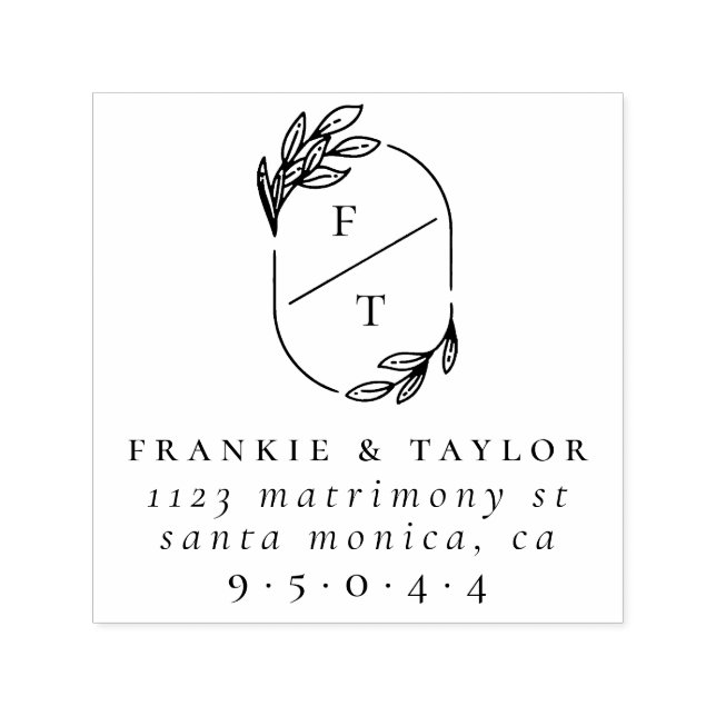 Monogram för elegant | BRÖLLOP RETURADRESS Självfärgande Stämpel (Design)