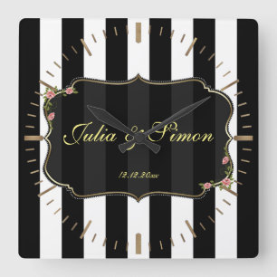 Monogram för Elegant Damaskus Golden Design Anpass Fyrkantig Klocka