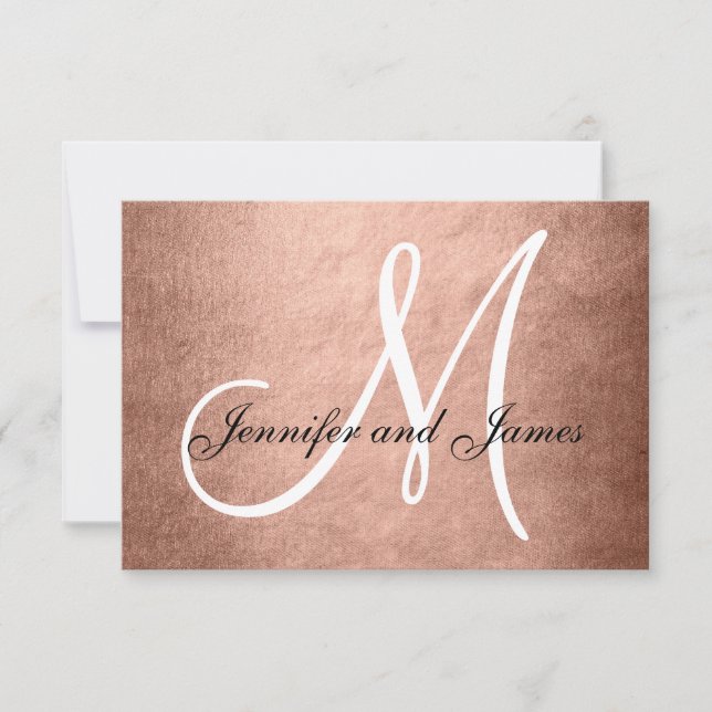 Monogram för elegant Faux Ro Guld Bröllop OSA Card (Framsida)