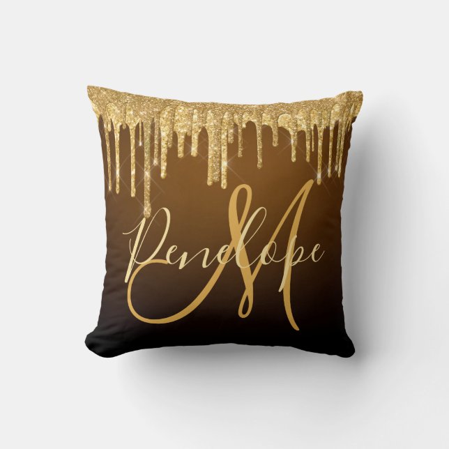 Monogram för elegant Glitter Kudde (Framsida)