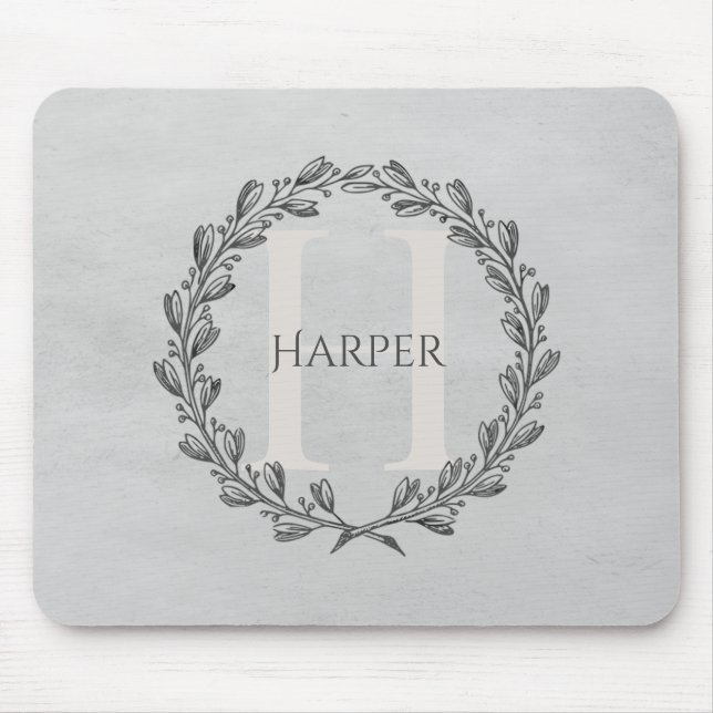 Monogram för elegant | GRÅTT Musmatta (Framsidan)