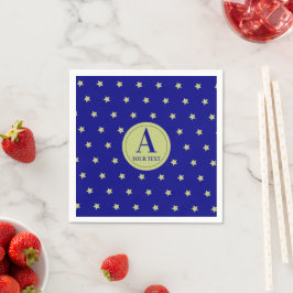Monogram för elegant Guld & Blue Star Mönster Pappersservett