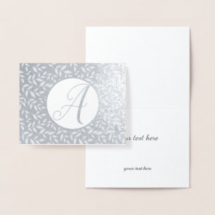 Monogram för elegant Guld eller Silver Blommigt Folierat Kort