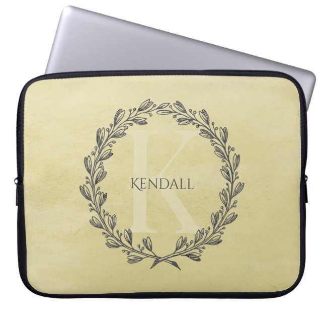 Monogram för elegant | GULT Laptop Fodral (Framsidan)