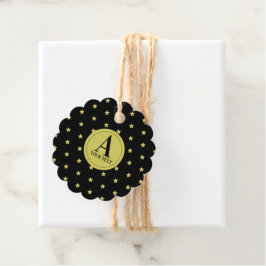Monogram för elegant i Guld och Black Star Mönster Gåvor Etiketter