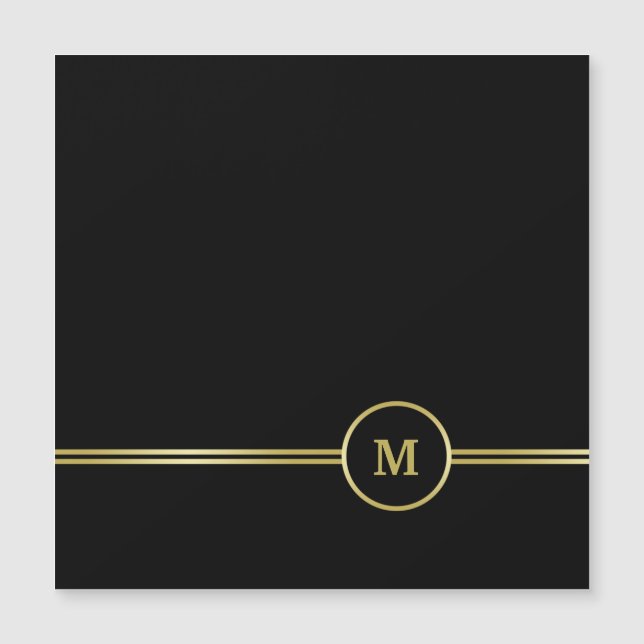 Monogram för elegant i guld om svarta checkhäften (Framsida)