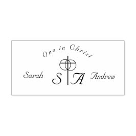 Monogram för elegant Kor & Ringar Bröllop Självfärgande Stämpel