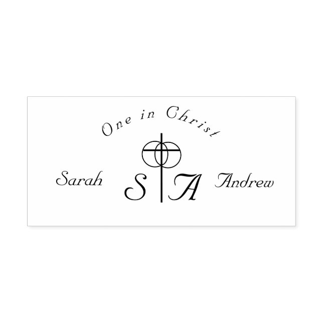 Monogram för elegant Kor & Ringar Bröllop Självfärgande Stämpel (Design)