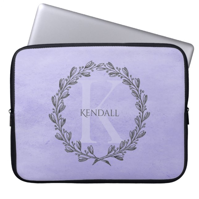 Monogram för elegant | LILA LAPTOP SLEEVE (Framsidan)