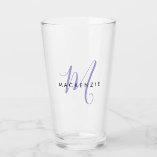 Monogram för elegant Modern Lavender-skript Glaskopp