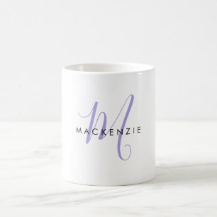 Monogram för elegant Modern Lavender-skript Kaffemugg