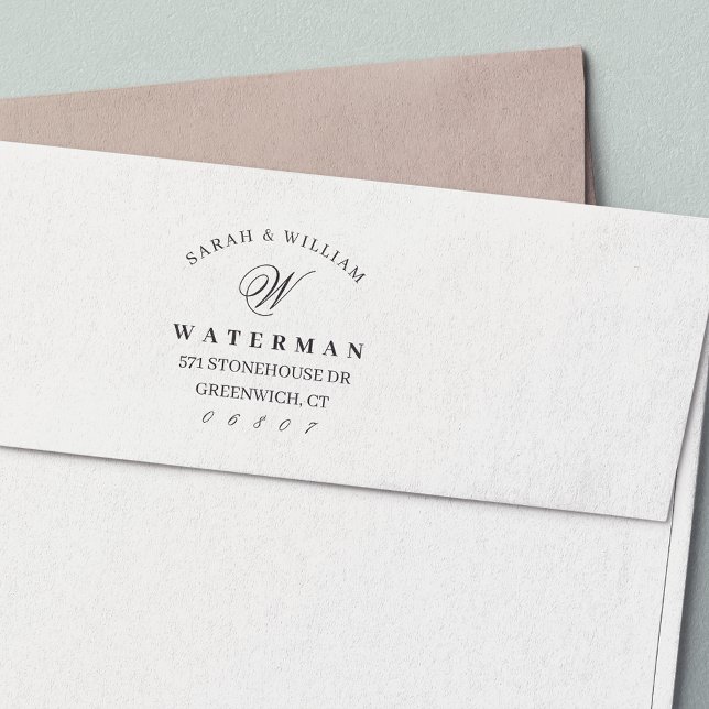 Monogram för elegant | RETURADRESS Självfärgande Stämpel (Skapare uppladdad)