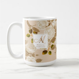 Monogram för elegant, Ro Guld Beige Kaffemugg
