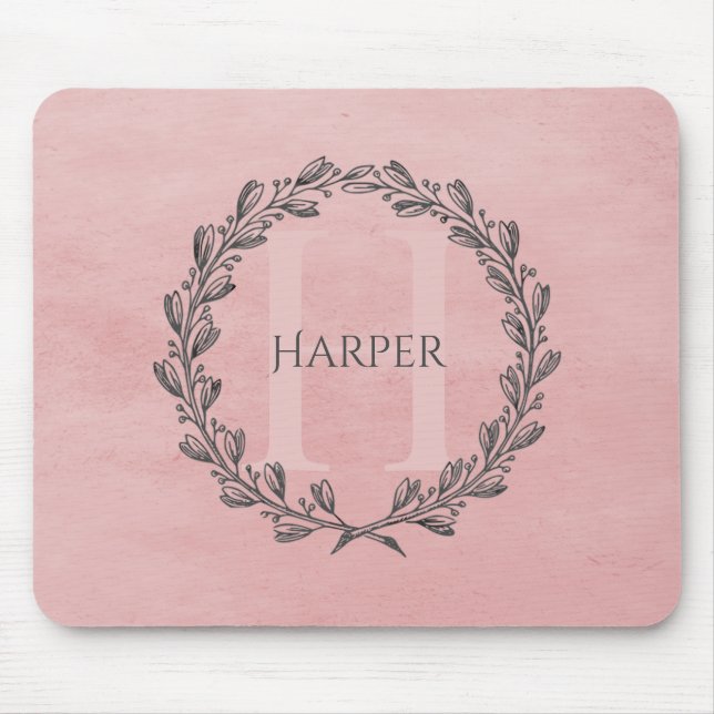 Monogram för elegant | Rosa Mouse Pad Musmatta (Framsidan)