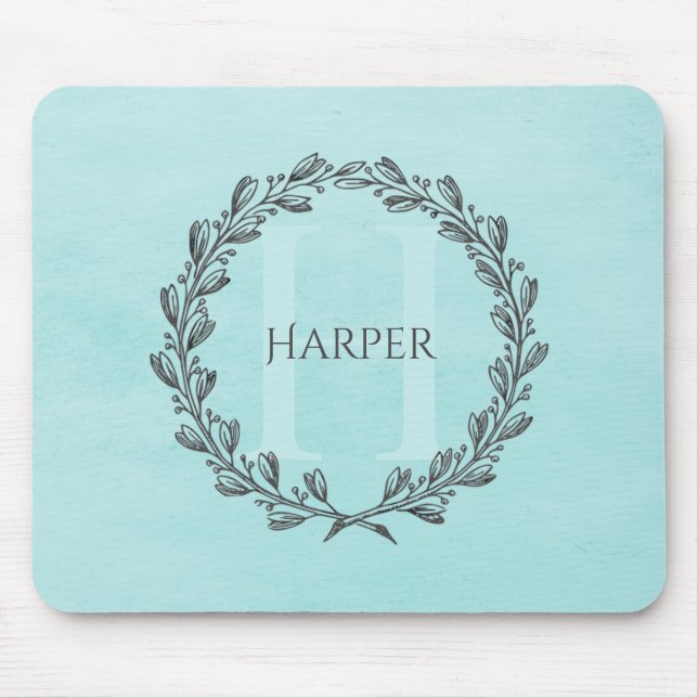 Monogram för elegant | Teal Mouse Pad Musmatta (Framsidan)