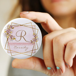 Monogram för elegant vid Guld vid Ro vid Glitter Knapp