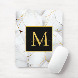 Monogram för elegant White och Guld Marcular Musmatta