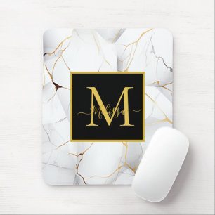 Monogram för elegant White och Guld Marcular Musmatta
