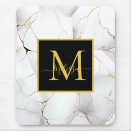 Monogram för elegant White och Guld Marcular Musmatta