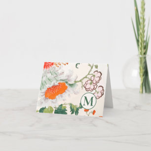 Monogram för elegantens Blommigt har mappats Anteckningskort