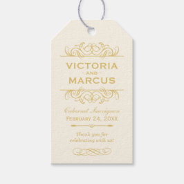 Monogram för Elfenbenskusten och Guld Bröllop Vin  Presentetikett